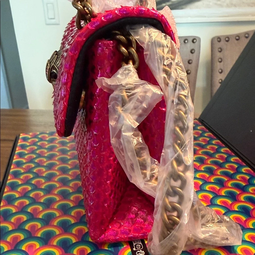 Kurt Geiger Hot Pink Snakeskin Shoulder Bag - Picture 5 of 5